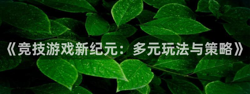 蓝冠娱乐官网：《竞技游戏新纪元：多元玩法与策略》